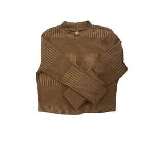 Anthropology Cropped Long Sleeve Top in Light Brown. Size M